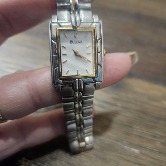 Bulova Accessories - Vintage 90s BULOVA two Toned Square Face Quartz Analog Bracelet Watch Needs Batt